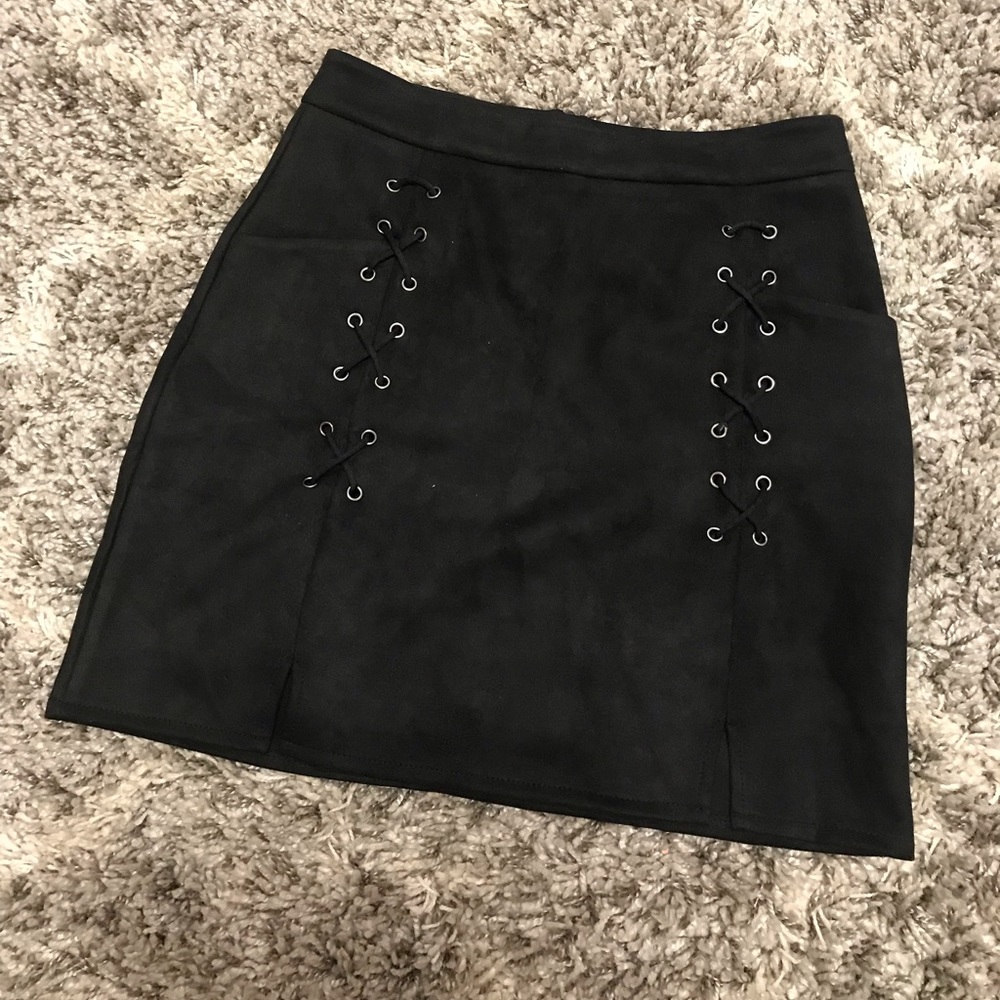Faux Suede Black Mini Skirt